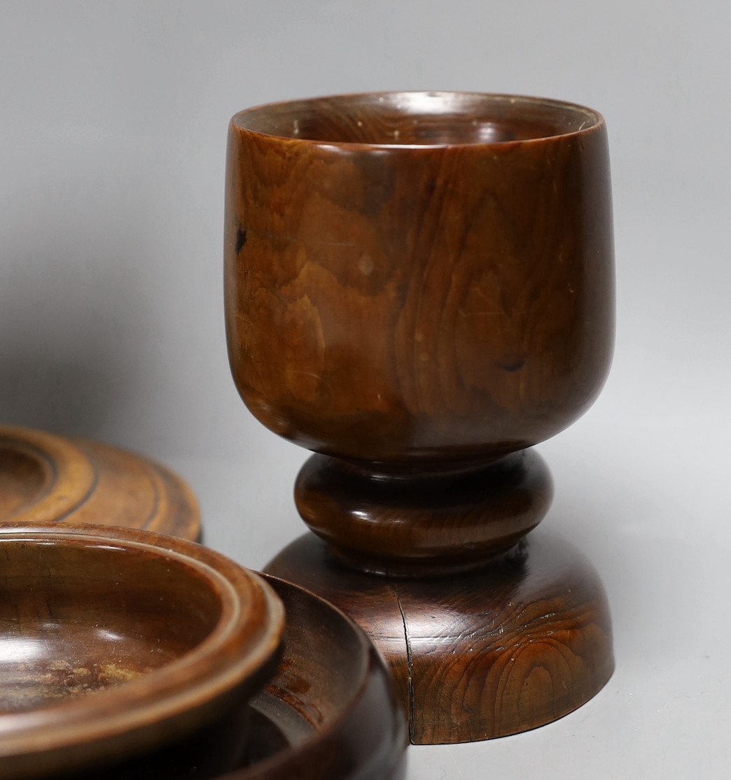 A mahogany adjustable candle stand, coasters etc.